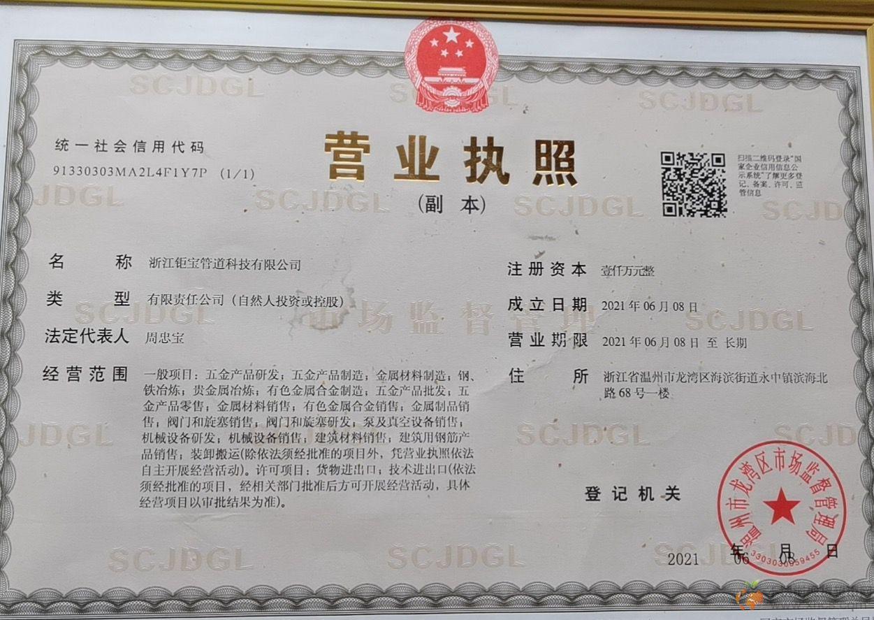 浙江鉅寶管道科技有限公司營(yíng)業(yè)執(zhí)照